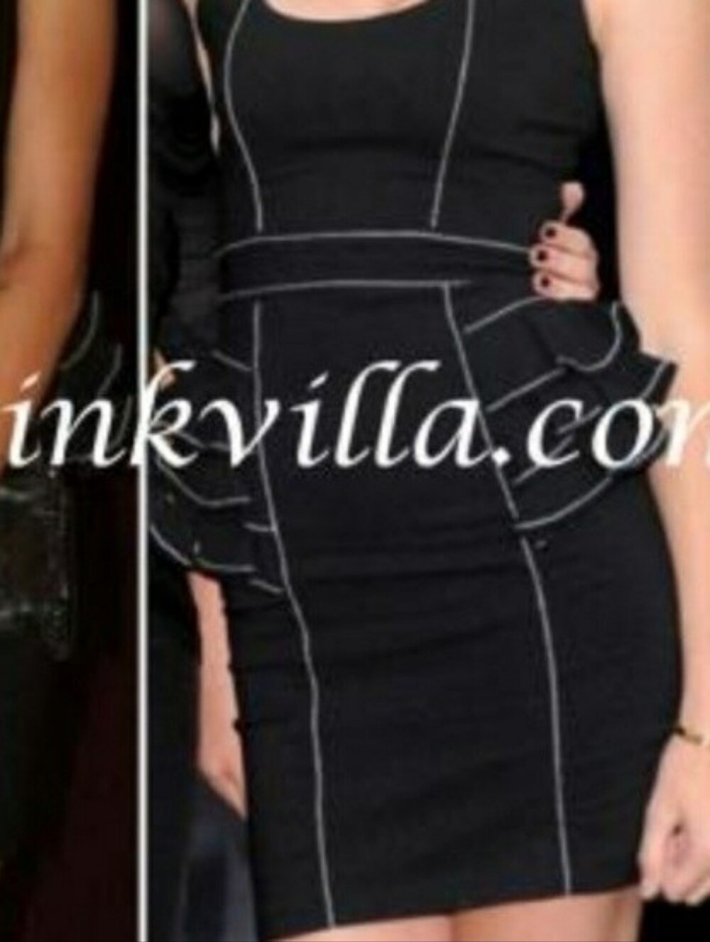 bebe Black Mini Dress with White Peplum Ruffle Hips Contrast Piping 00 XXS